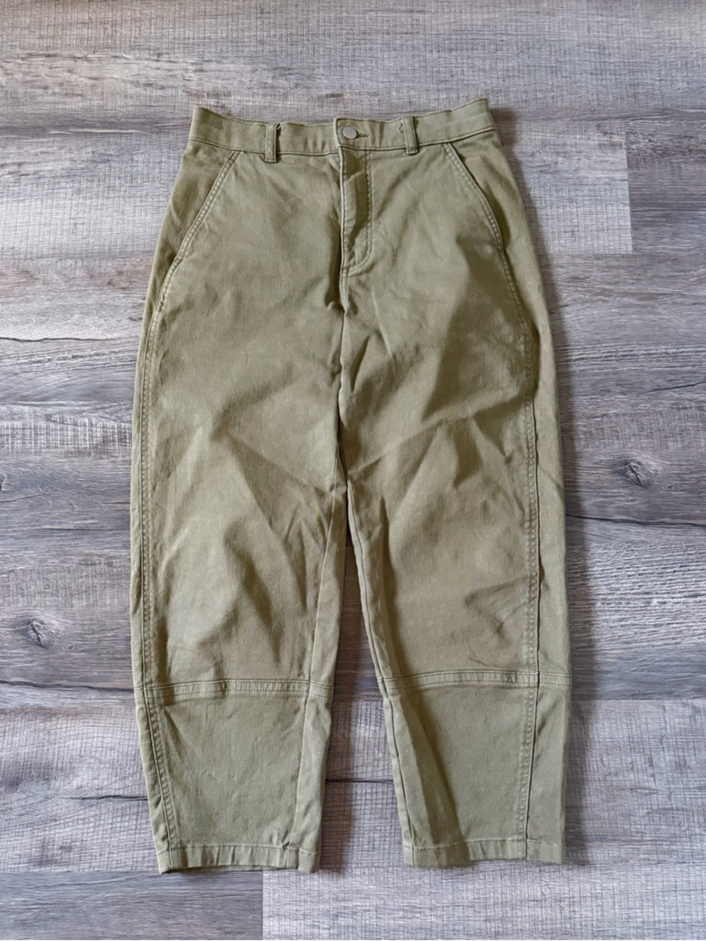 Everlane Utility Barrel Pants Olive Green 6 High Rise Cropped Organic Cotton - Picture 5 of 7